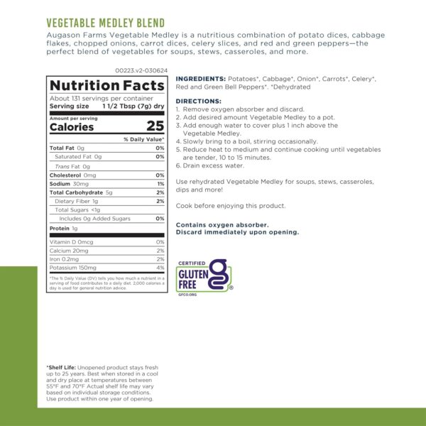 Augason Farms Vegetable Medley Blend Can, Emergency Food Sup...