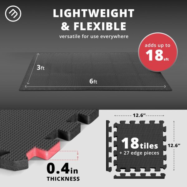 Gym Flooring Set - Interlocking EVA Soft Foam Floor Mat, 18 ...