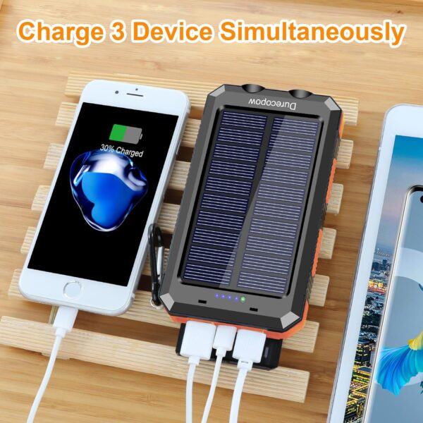 Solar Charger Power Bank, 20000mAh Portable Outdoor Waterpro...