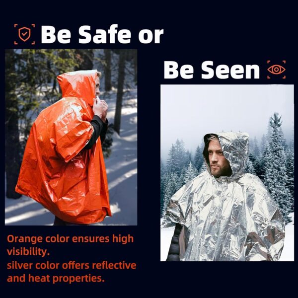 2025 Thickened Emergency Rain Poncho with Mylar Blanket Line...