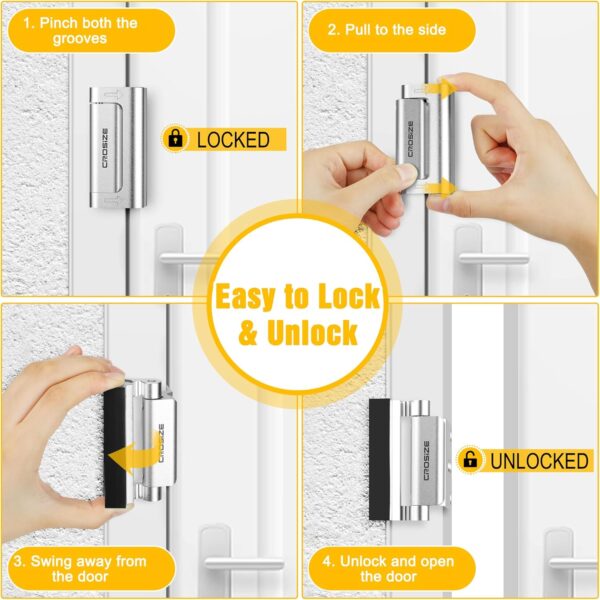 Home Security Door Lock, Upgraded Metal Door Reinforcement L...