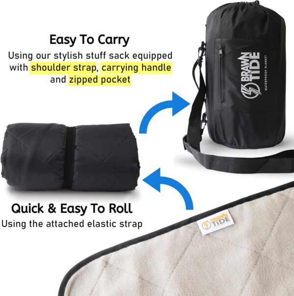 BRAWNTIDE Large Outdoor Waterproof Blanket - Extra Thick Fle...
