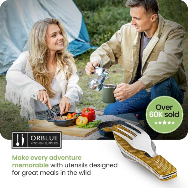 Orblue 4-in-1 Camping Utensils, 2-Pack, Portable Stainless S...