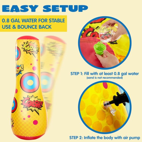 2 Pack Inflatable Bopper, 47 Inches Kids Punching Bag with B...