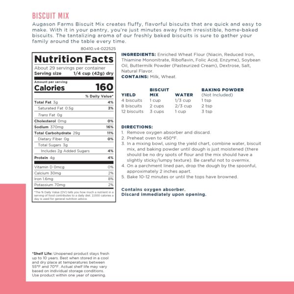 Augason Farms Biscuit Mix Can, Emergency Food Supply, Everyd...