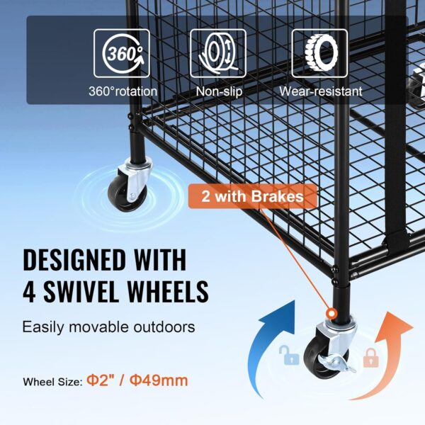 VEVOR Rolling Sports Ball Storage Cart, Lockable Basketball ...