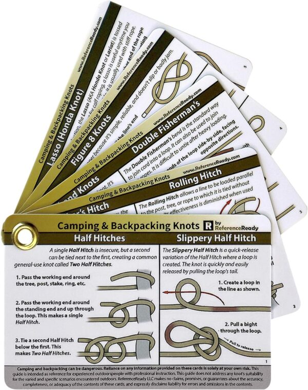 Outdoor Knots - Waterproof Knot Tying Cards with Mini Carabi...