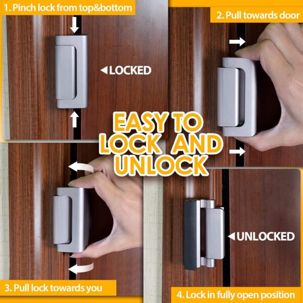 Home Security Door Lock, 2 Pack Childproof Door Reinforcemen...