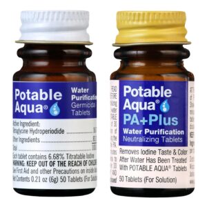 Potable Aqua Water Purification Tablets with PA Plus, Portab...