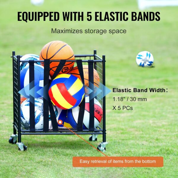 VEVOR Rolling Sports Ball Storage Cart, Lockable Basketball ...