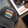 Funny Camping Hats Hiking is My Therapy Colorful Printed Bas...