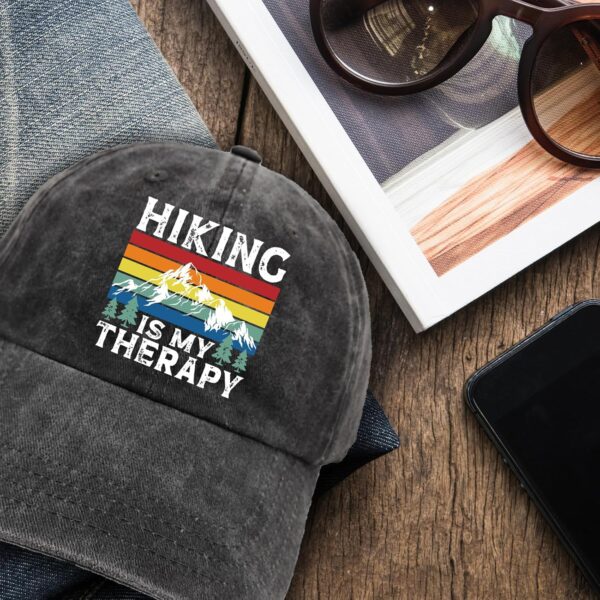 Funny Camping Hats Hiking is My Therapy Colorful Printed Bas...