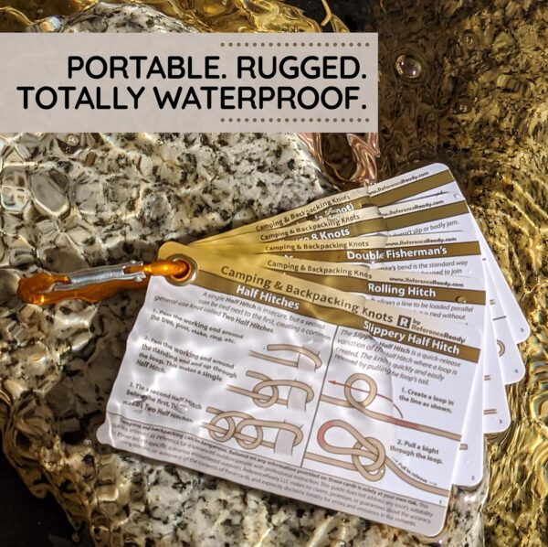 Outdoor Knots - Waterproof Knot Tying Cards with Mini Carabi...