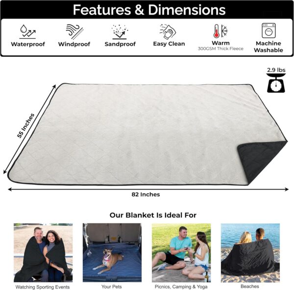 BRAWNTIDE Large Outdoor Waterproof Blanket - Extra Thick Fle...