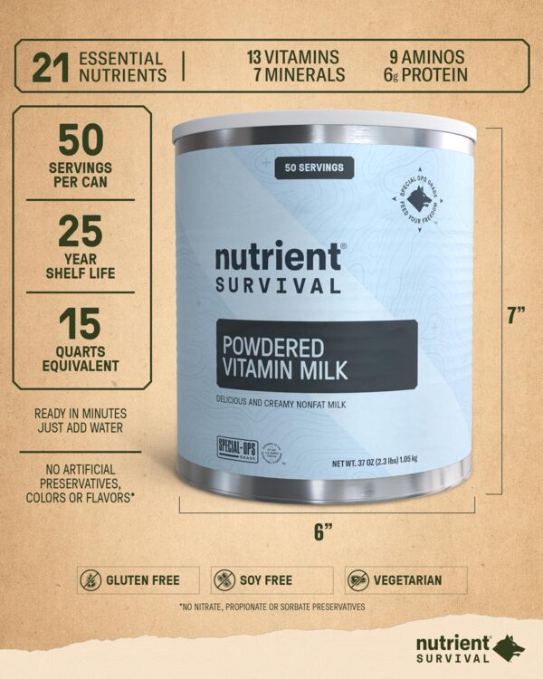 Nutrient Survival Vitamin Powdered Milk, Freeze Dried Preppe...