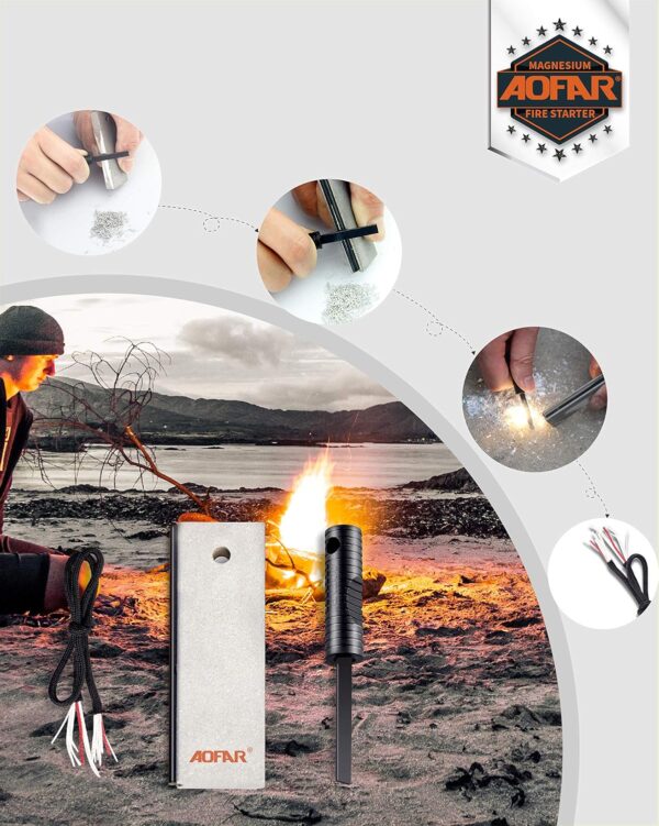 AOFAR Magnesium Fire Starter AF-374 (2-Pack) Waterproof Fire...