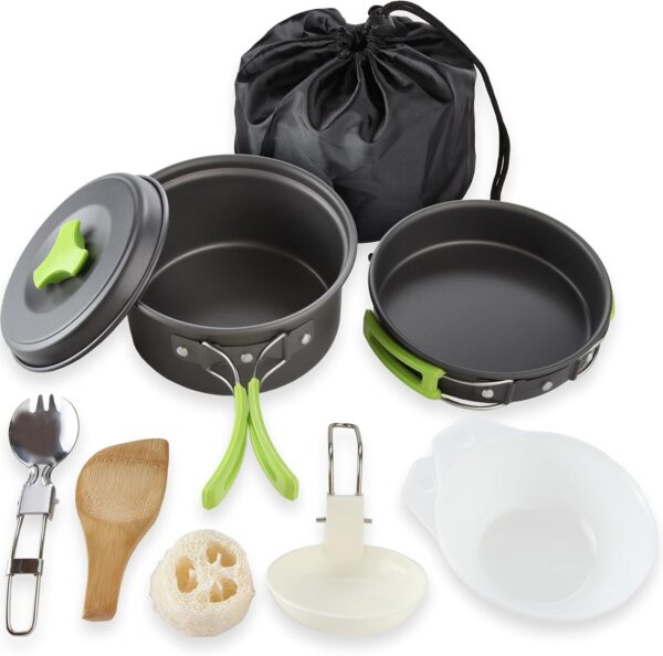 MalloMe Camping Cookware Mess Kit for Backpacking Gear – Cam...