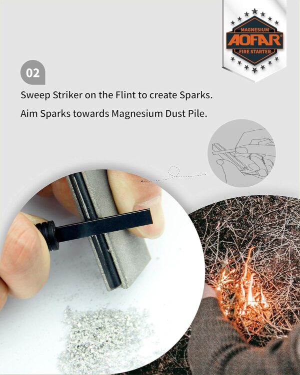 AOFAR Magnesium Fire Starter AF-374 (2-Pack) Waterproof Fire...