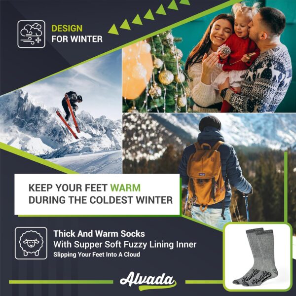 Alvada Merino Wool Hiking Socks Thermal Warm Crew Winter Boo...