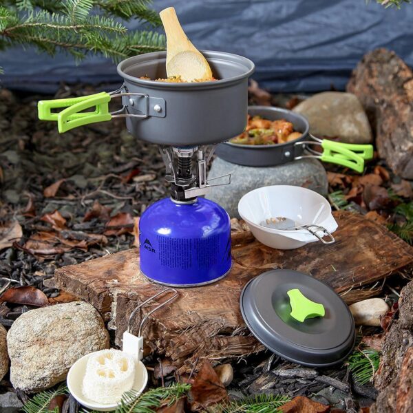 MalloMe Camping Cookware Mess Kit for Backpacking Gear – Cam...