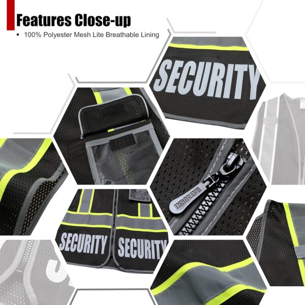 Security Vest for Men Women Reflective Safety Vest with 5 Po...