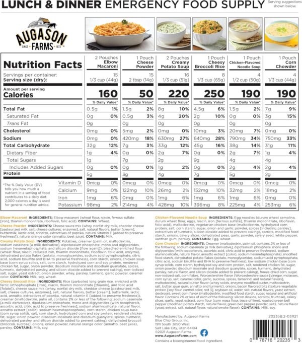 Augason Farms Lunch and Dinner Variety Pail Emergency Food S...