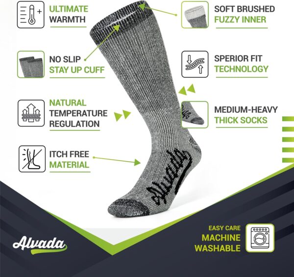 Alvada Merino Wool Hiking Socks Thermal Warm Crew Winter Boo...
