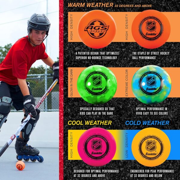 Franklin Sports NHL Street Hockey Balls - No Bounce Outdoor ...