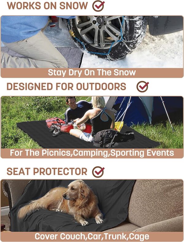 Tirrinia Waterproof Outdoor Blanket with Sherpa Lining, Wind...