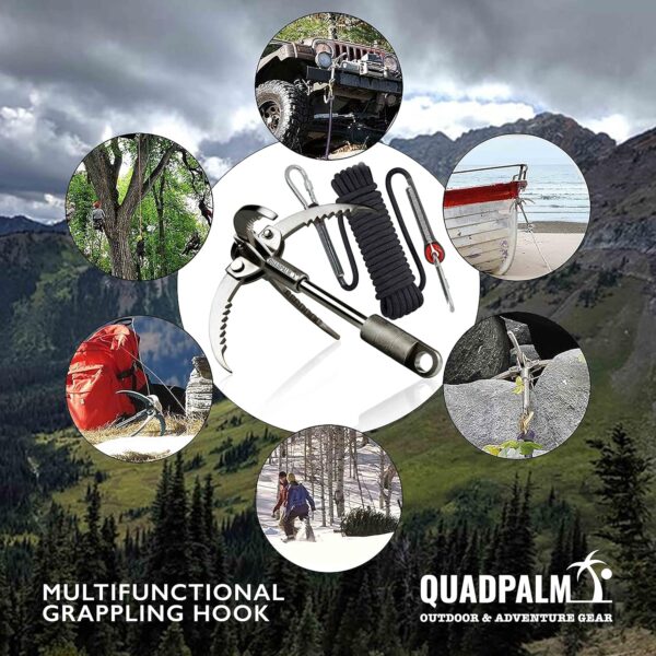 Grappling Hook and Rope 10M (32ft) - Multifunctional Heavy D...