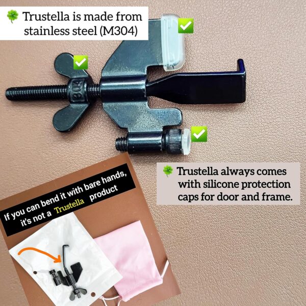 Original Trustella Heavy-Duty Portable Door Lock - Stainless...