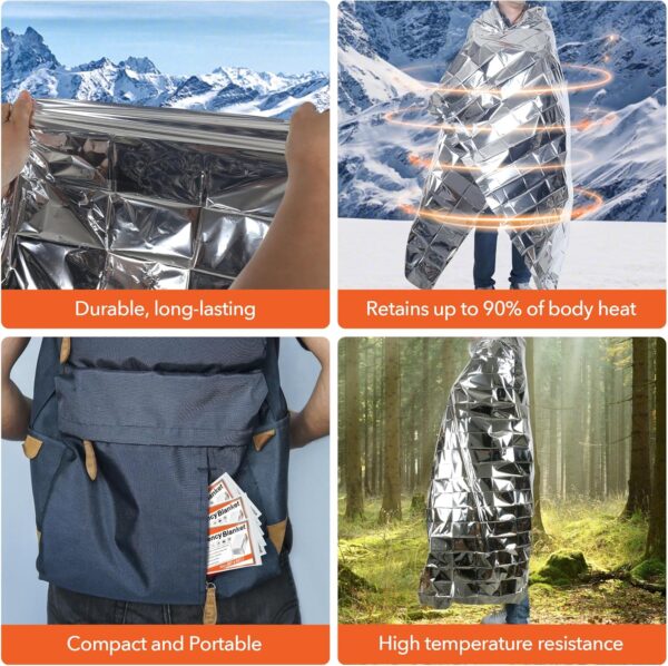6 Pack Emergency Mylar Blanket, Emergency Blanket Space Blan...