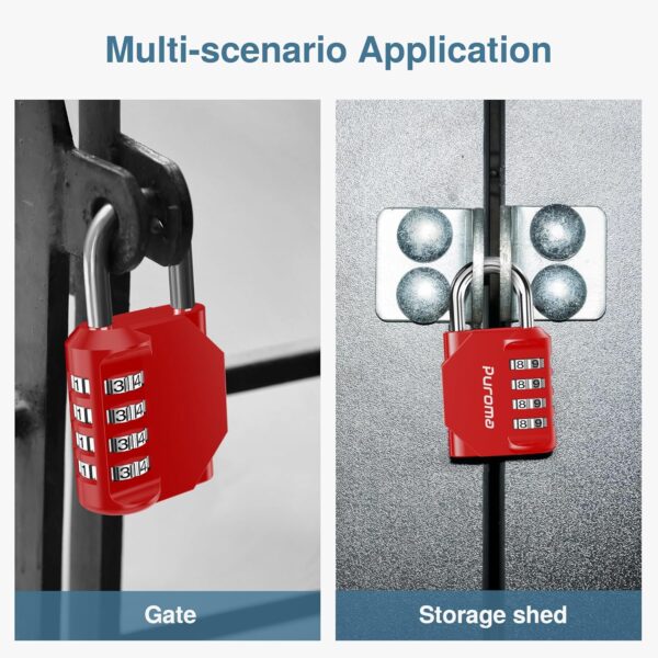 Puroma 4 Pack Combination Lock for Locker 4 Digit Outdoor Wa...