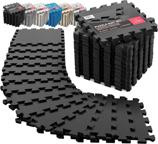 Gym Flooring Set - Interlocking EVA Soft Foam Floor Mat, 18 ...