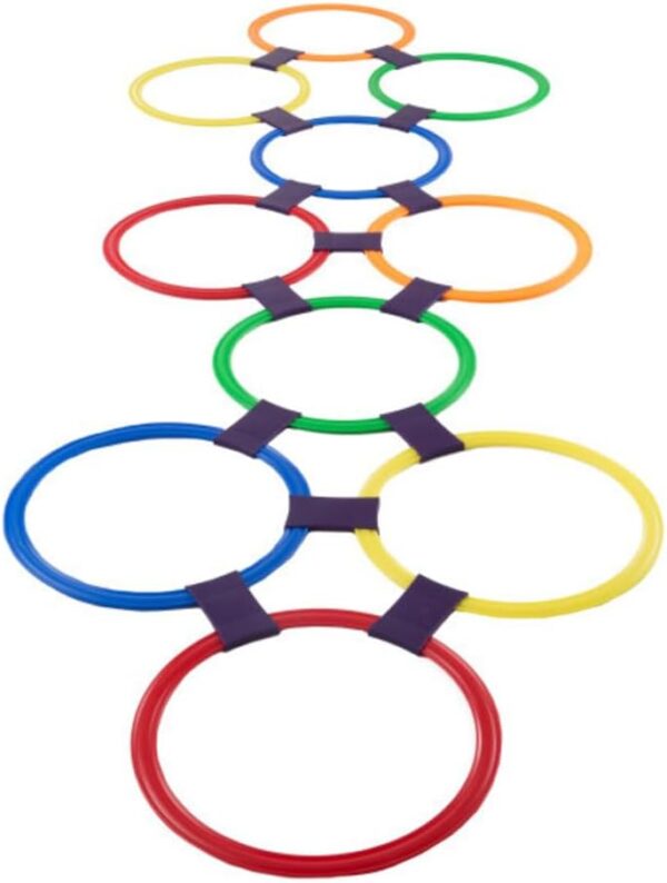 Hey! Play! Hopscotch Ring Game-10 Multi-Colored Plastic Ring...