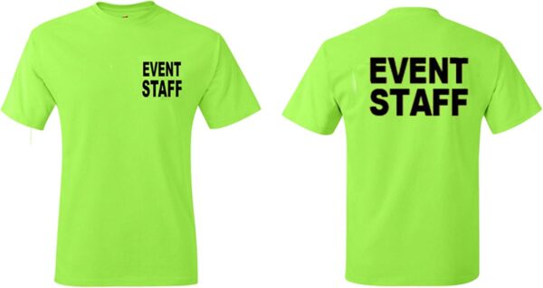 Neon Safety Green Event Security T Shirt Staff Uniform Short