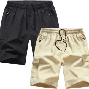 Boys Youth Cargo Shorts Quick Dry Athletic Shorts with Zippe...
