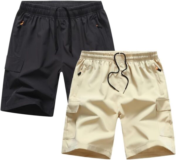 Boys Youth Cargo Shorts Quick Dry Athletic Shorts with Zippe...