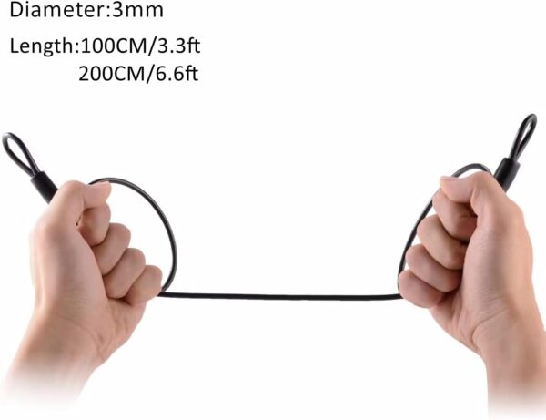 100CM/3.3ft 3mm Outdoor Travel Security Cable Lock,Braided S...