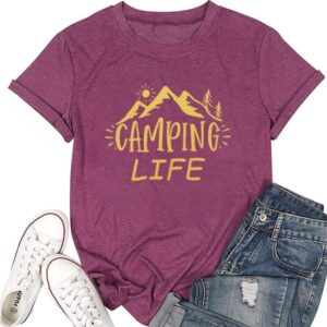 ZXCAHPT Camping Life T Shirt Women Camping Hiking Shirt Moun...