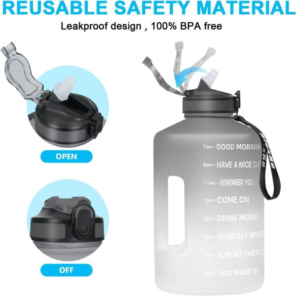 1 Gallon Motivational Sports Water Bottle with Time Marker, ...