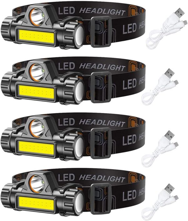 LED headlamp Flashlight 4-Pack LED Rechargeable Headlamp Hea...