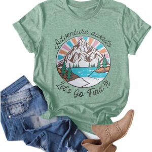 Women Mountain Shirts and So The Adventure Begins Tshirt Sun...