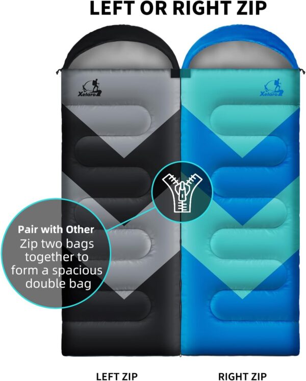 Sleeping Bag for Adults, Girls, Boys - 3 Season Warm & Cool ...