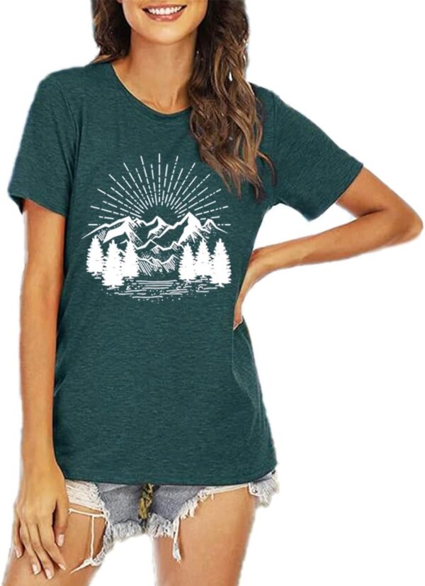 Hiking Shirt for Women Funny Nature Sunrise Graphic Mountain...