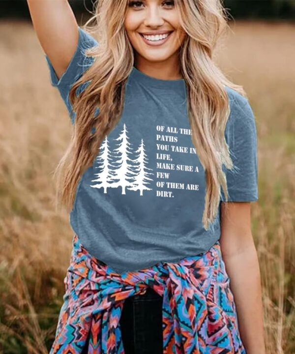 Women Hiking Mountain T Shirt Funny Pine Tree Graphic Tee Su...
