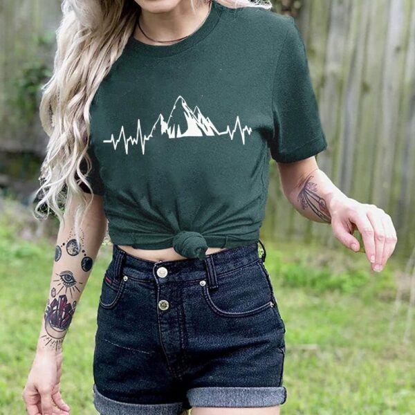 Beach Heartbeat T Shirt for Women Love Heart Graphic Tees Pr...