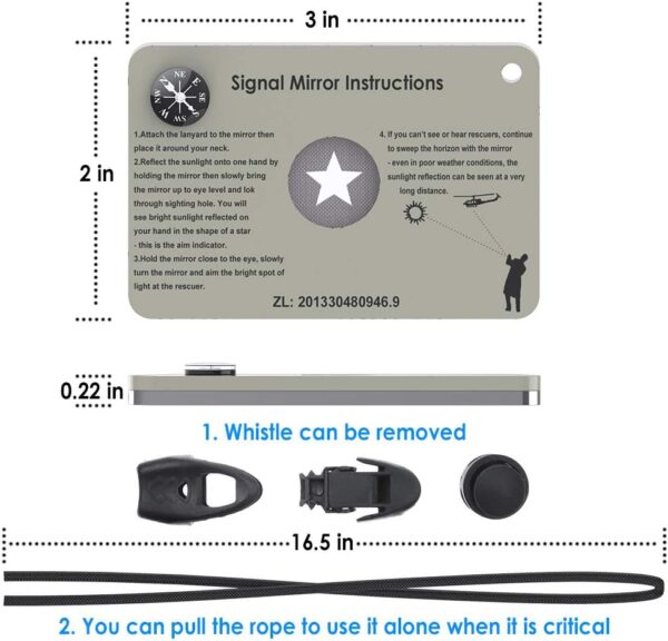 Signal Mirror 2 x 3 Inch, Military Grade Survival Mirror, 3 ...