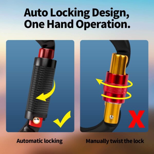 FVW Auto Locking Rock Climbing Carabiner Clips, UIAA Certifi...