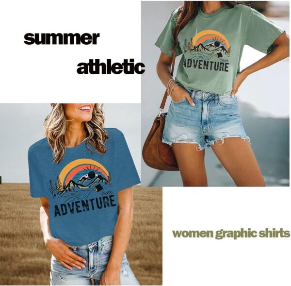 Women Mountain Adventure Workout Tanks Hiking Camping Graphi...